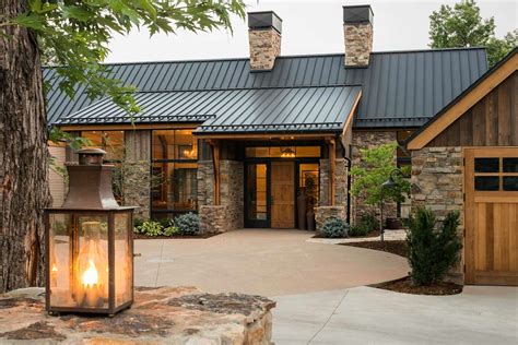 stone and metal house|rustic metal houses exterior.